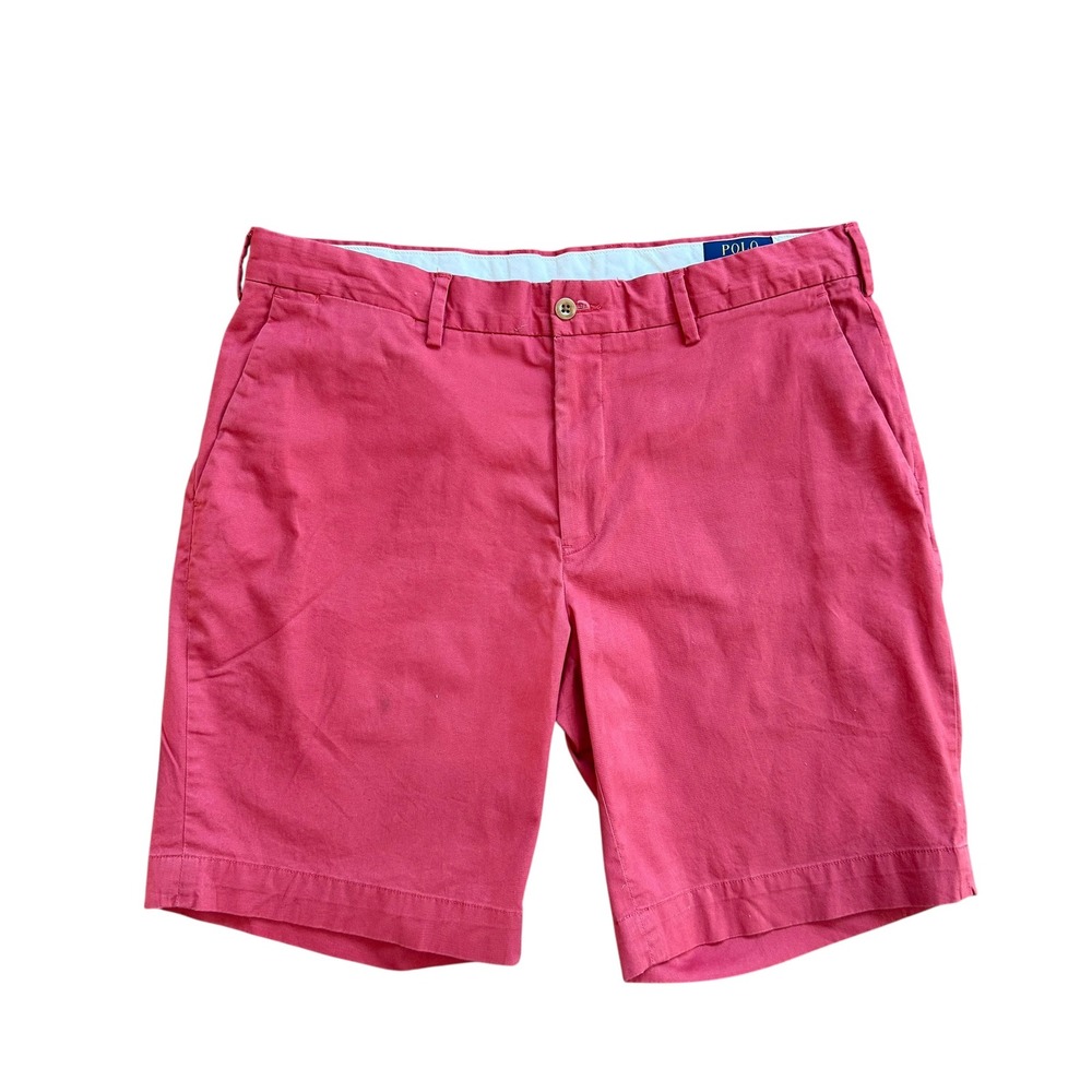 Polo Ralph Lauren Mens Stretch Classic Fit Chino Shorts Red Size 34 Cotton Blend